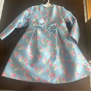Floral Blue Girls' Dress and Coat, Easter Dress, size 6x
